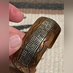 Native American Navajo Copper with Sterling Silver Cuff